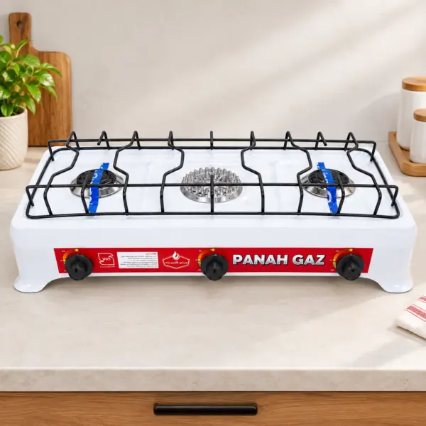اجاق گاز رومیزی سه شعله پناه گاز (لعابی)